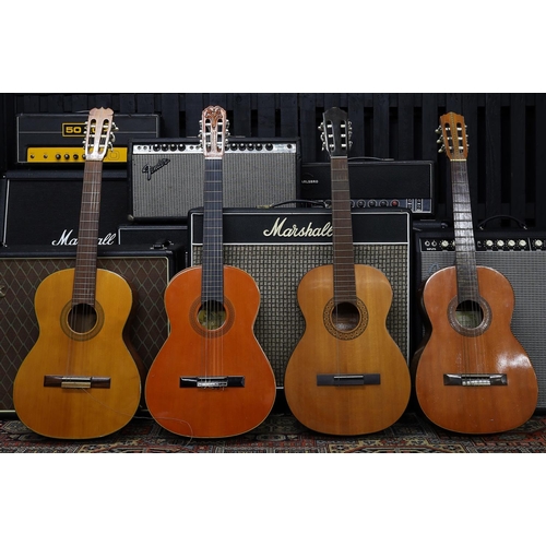 767 - Four nylon string guitars in various states of repair to include a Suzuki, a Musima, a B&M Conce... 