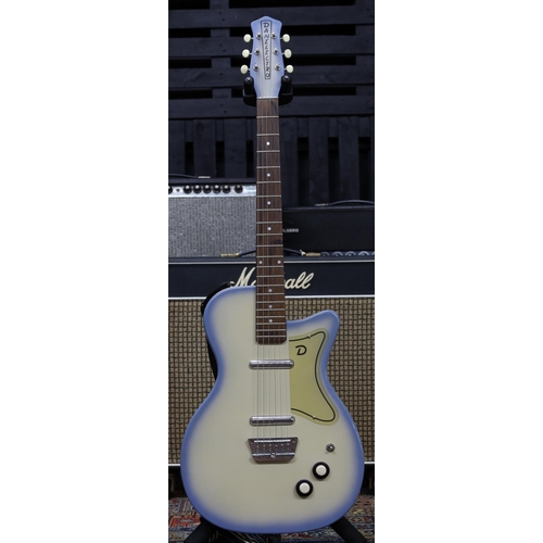 804 - Danelectro 56 electric guitar, made in Korea; Body: blue burst finish; Neck: good; Fretboard: rosewo... 