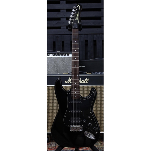 818 - Vantage S-Type electric guitar, made in Korea, black finish, imperfections, with gig bag... 