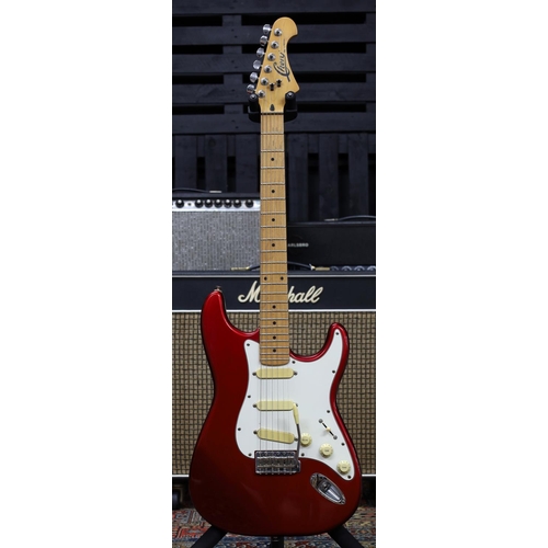 823 - 1989 Chery by Young Chang electric guitar, made in Korea; Body: candy apple red finish, light buckle... 