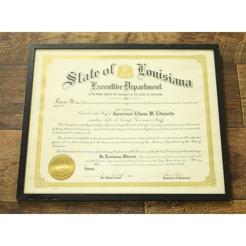 582 - Boz Burrell (Bad Company) - State of Louisiana diploma giving Executive Colonel status to Boz Burrel... 