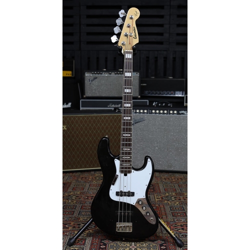 839 - 1970s Columbus Crest Jazz Bass, black finish with various imperfections, segments of neck binding mi... 