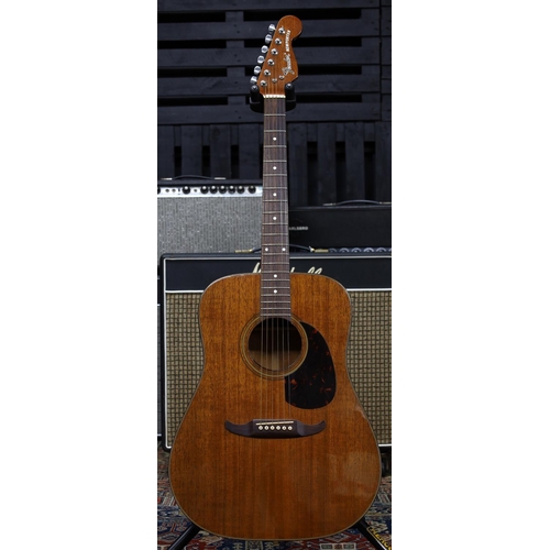 847 - 1980s Fender Newporter acoustic guitar, made in Japan; Body: natural mahogany, light surface marks; ... 