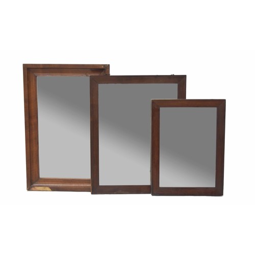 1610 - Three mahogany framed rectangular wall mirrors, largest 21