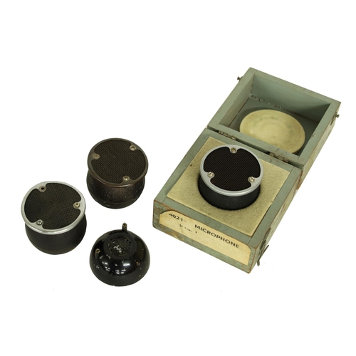 3112 - Three STC 4021 Ball and Biscuit microphones for spares/repair, one with wooden box*Please note: Gard... 