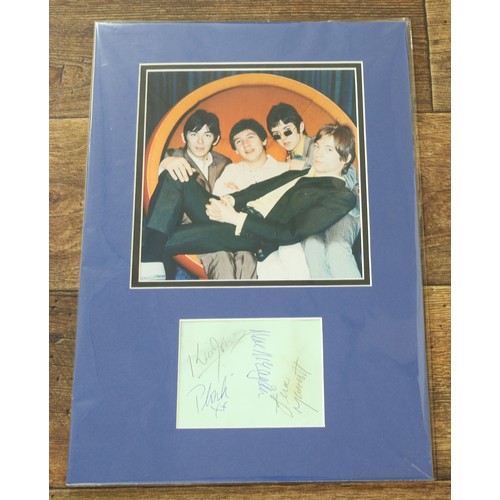 596 - Small Faces - autographed blue page, mounted below a colour image of the band, 17