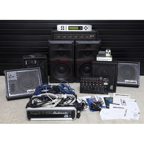 3120 - Selection of PA equipment to include a Studiomaster 700D power amplifier in rack flight case, a pair... 