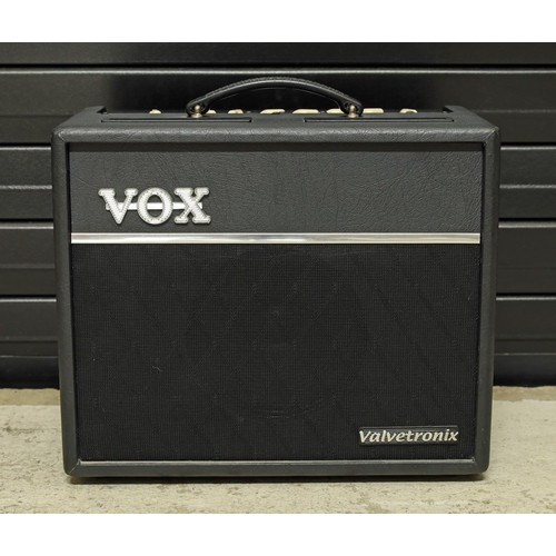 958 - Vox Valvetronix VT20+ guitar amplifier, boxed; together with two guitar stands*Please note: Gardiner... 