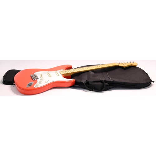 33 - 1987 Fender American Standard Stratocaster electric guitar, made in USA; Body: red finish; Neck: map... 