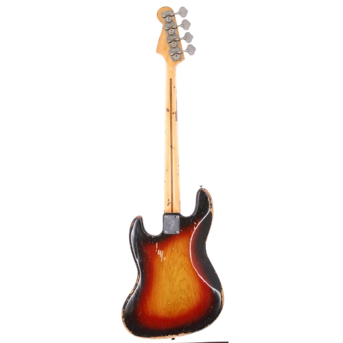 72 - Composite 1970s Jazz Bass guitar; Body: unknown sunburst finished body, heavy thumb groove wear betw... 