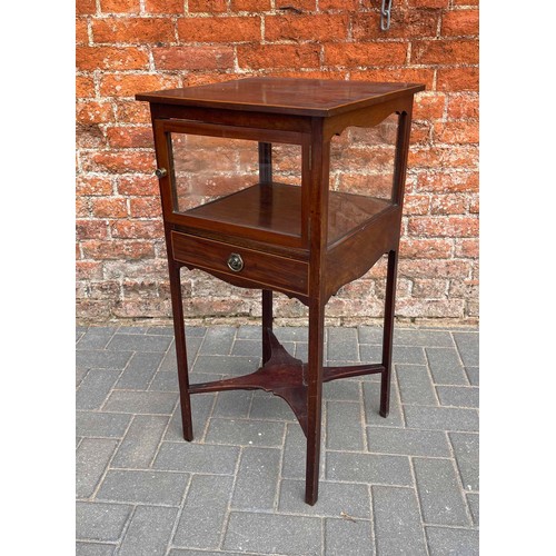 1779 - Small 19th century square mahogany bijouterie display cabinet, with a four glass compartment over a ... 