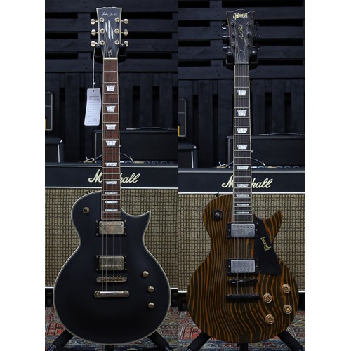 876 - 2022 Harley Benton SC-Custom+ electric guitar, matt black finish; together with an Aiersi LP-Type el... 