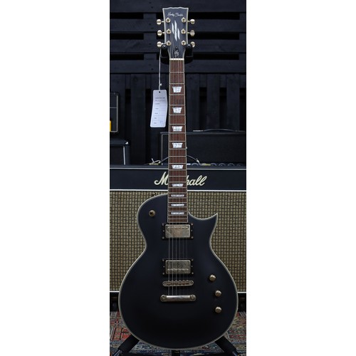 876 - 2022 Harley Benton SC-Custom+ electric guitar, matt black finish; together with an Aiersi LP-Type el... 