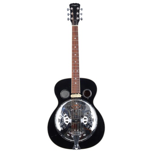 884 - Martin Smith resonator guitar, modified with single coil neck pickup; together with a Puretone Kids ... 