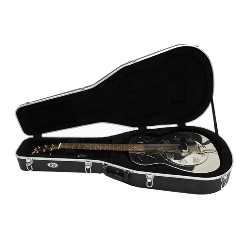 54 - 2003 Fender FR-48 resonator guitar, made in Korea; Body: chrome metal body with surface scratches an... 