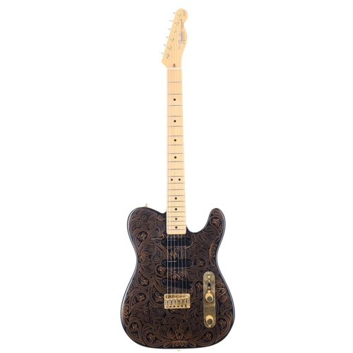 66 - 1999 Fender James Burton Telecaster electric guitar, made in USA; Body: gold paisley on black, light... 