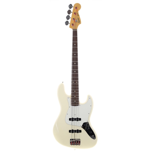 76 - Squier by Fender Jazz Bass guitar, made in Japan (1984-1987); Body: Olympic white finish; Neck: mapl... 