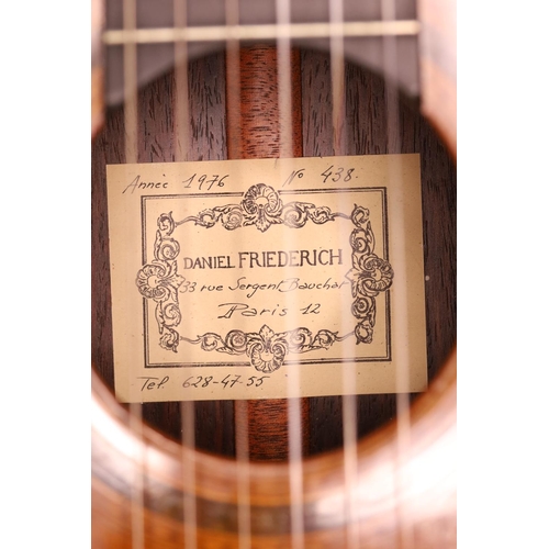 2226 - The Granary Collection - 1976 Daniel Friederich classical guitar, made in Paris, France; Back and si... 