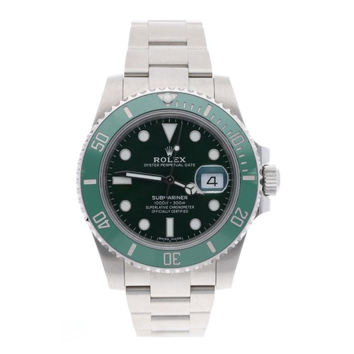 15 - Rolex Oyster Perpetual Date Submariner 'Hulk' stainless steel gentleman's wristwatch, reference no. ... 