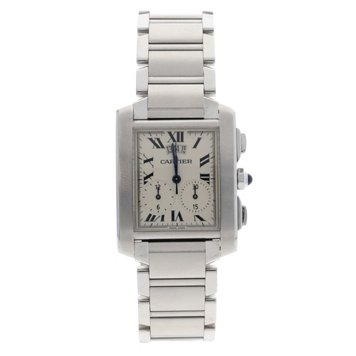 20 - Cartier Tank Francaise chronograph stainless steel gentleman's wristwatch, reference no. 2653, seria... 