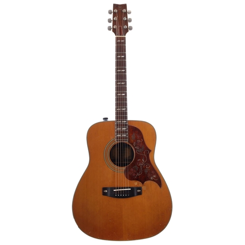 Yamaha FG-300 acoustic guitar, made in Taiwan, circa 1975; Back and sides:  rosewood, heavy scratches