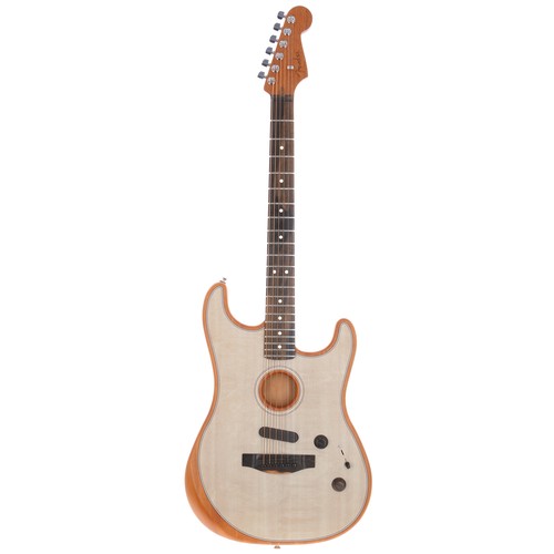 43 - 2020 Fender American Acoustasonic Stratocaster electric guitar, made in USA; Body: transparent Sonic... 