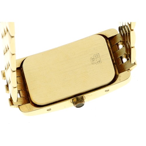 45 - Genéve 18ct rectangular lady's wristwatch, rectangular white dial inscribed 'Genéve Quartz', 18ct br... 