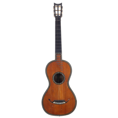 3201 - 19th century French guitar in need of restoration, labelled 'Marchal... Le Havre'; Back and sides: m... 