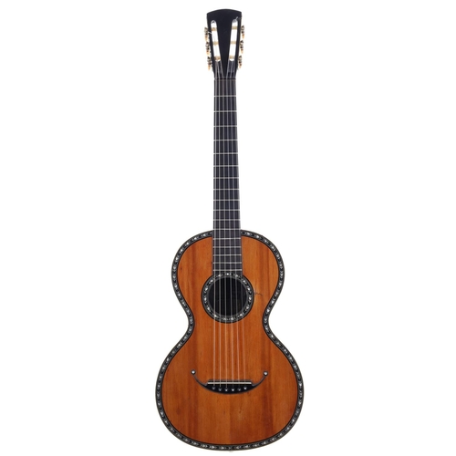 3203 - 19th century French guitar labelled J. Chappell...; Back and sides: Brazilian rosewood, restored cra... 