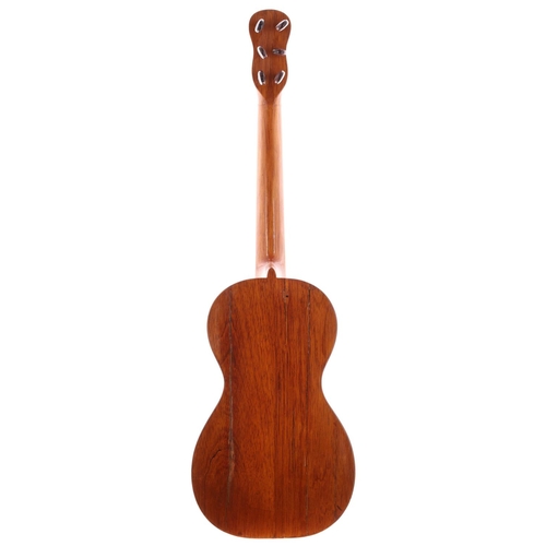 3205 - Interesting 19th century small bodied guitar with unusual cambered fretboard, within semi-rigid fibr... 