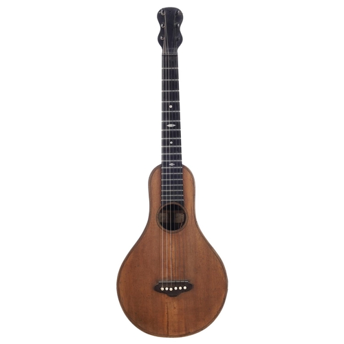 3209 - Unusual 19th century German pear shaped guitar, with maple back and sides, spruce top, ebony fretboa... 