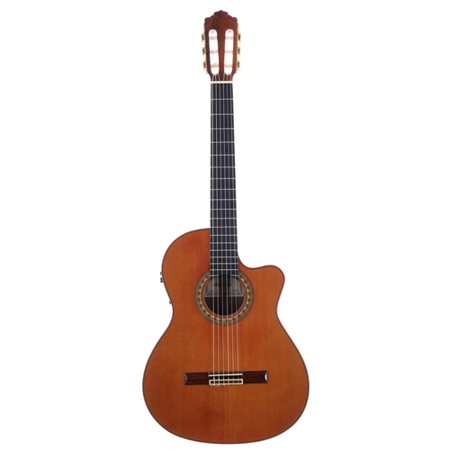 3251 - Almansa CTW459E2 electro-acoustic nylon string guitar; Back and sides: Indian rosewood, light surfac... 