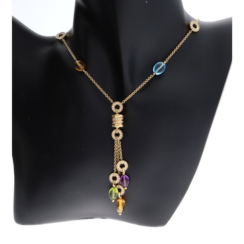 86 - Bvlgari 'Allegra' 18ct diamond and multi- coloured gem set necklet, signed, 16