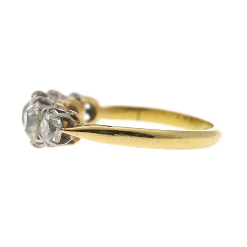 108 - 18ct and platinum old-cut diamond five stone ring, estimated 1.60ct approx in total, width 6mm, 2.7g... 