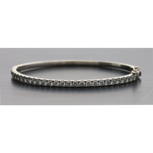 168 - 18ct white gold diamond set hinged bangle, round brilliant-cuts, estimated 1.40ct approx, 14.4gm (re... 