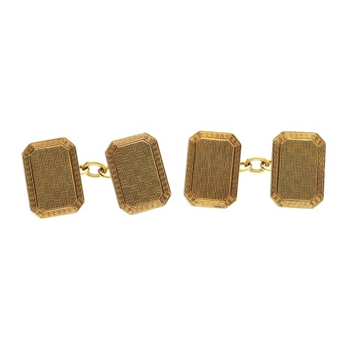 61 - Pair of 18ct patterned cufflinks, Birmingham 1928, 9.8gm, 16mm x 11mm (ref.14)... 