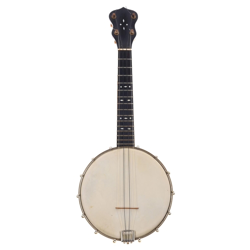 1534 - Old unnamed banjo ukulele, with mahogany back and sides, 8