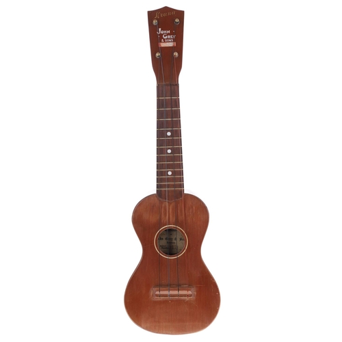 1535 - John Grey & Sons Kruna ukulele labelled Handmade by the Craftsmen of John Grey & Sons London... 