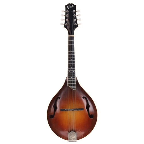 1538 - Clark mandolin bearing the maker's label inscribed Style A5v, no. 55 and signed on the label, with p... 