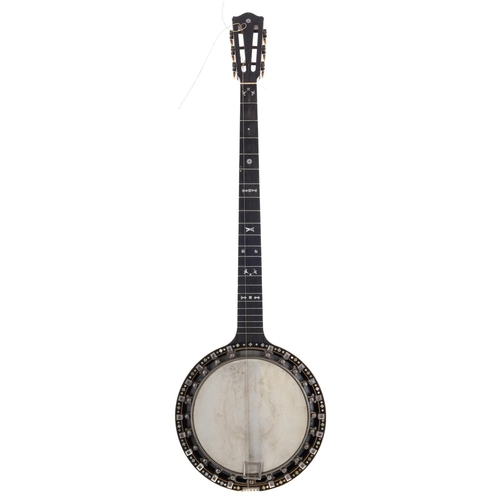 1585 - 'The New Windsor' Lady's Model zither banjo, with marquetry inlay on the resonator back, with the ma... 