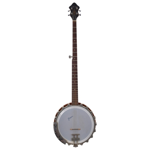 1586 - Framus long neck folk era five string banjo, with 11