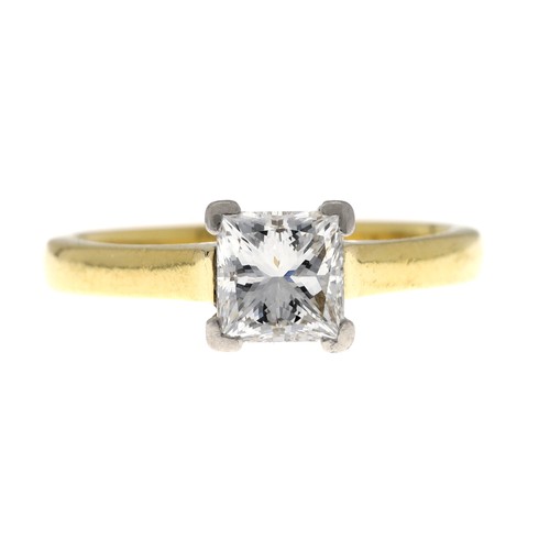 167 - Fine quality GIA certified 18ct princess-cut diamond solitaire ring, 1.01ct, clarity VS1, colour D, ... 