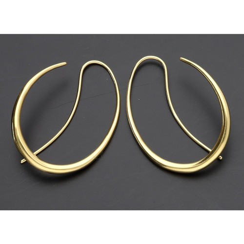 74 - Pair of 18ct yellow metal hoop earrings, 8.5gm, 38mm (ref.34)