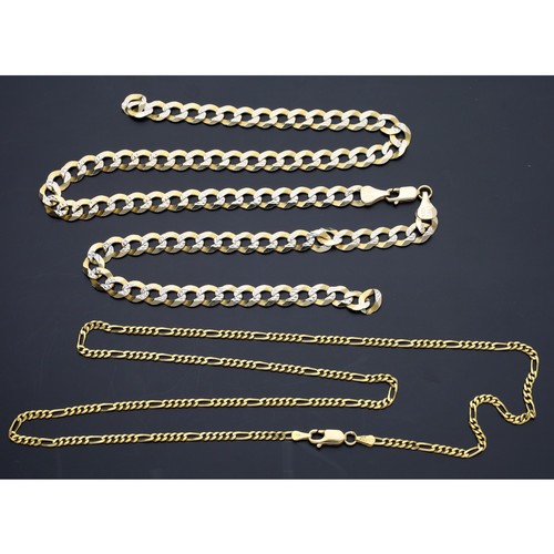 72 - Italian bicolour necklace stamped 417 (at fault), 22.9gm; also an 18ct necklace, 9.6gm (2) (ref.32)... 