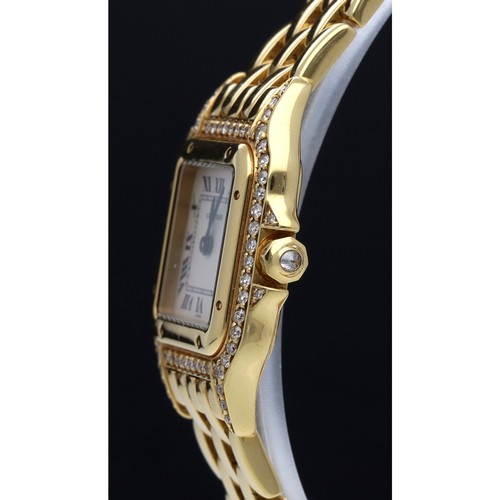 24 - Cartier Panthere 18ct lady's wristwatch, reference no. 8057915, serial no. 005xx, silvered dial, dia... 