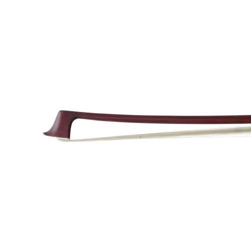 2221 - Nickel mounted violin bow, unstamped, 66gm