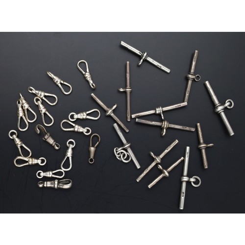 115 - Quantity of silver T-bars and silver clasps including twelve 925 silver clasps