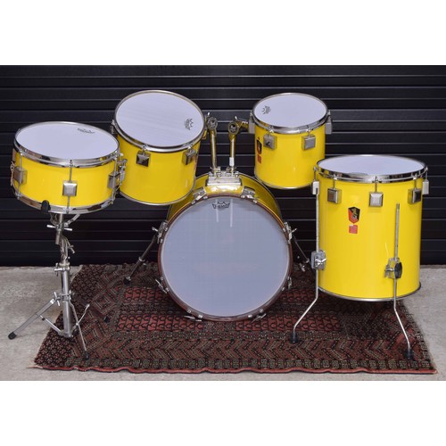 1549 - Eddie Ryan 1988 signed Custom made 5 piece drum kit, with Split Mahogany Shells in Tony William... 