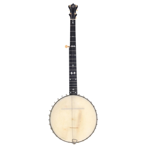 1591 - Joseph Riley & Sons five string open back banjo, inscribed 'The Windsor' Joseph Riley & Sons... 