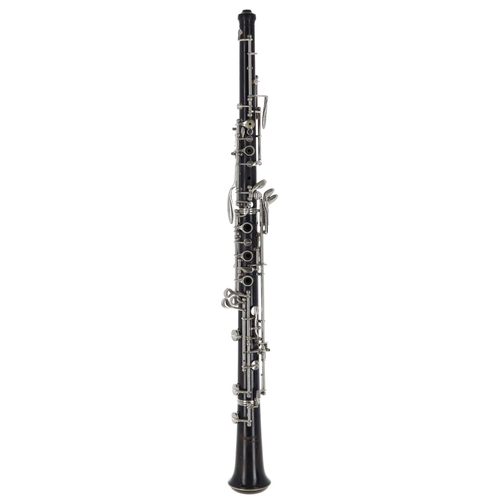 1845 - Rosetti of London blackwood oboe; also a Selmer silver plated metal flute, stamped no. 1206, both ca... 